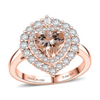 D'Joy Morganite, Moissanite Main Stone With Surrounding Stone Ring in 18K RG VermeilSterling Silver  2.200  Ct._8586126