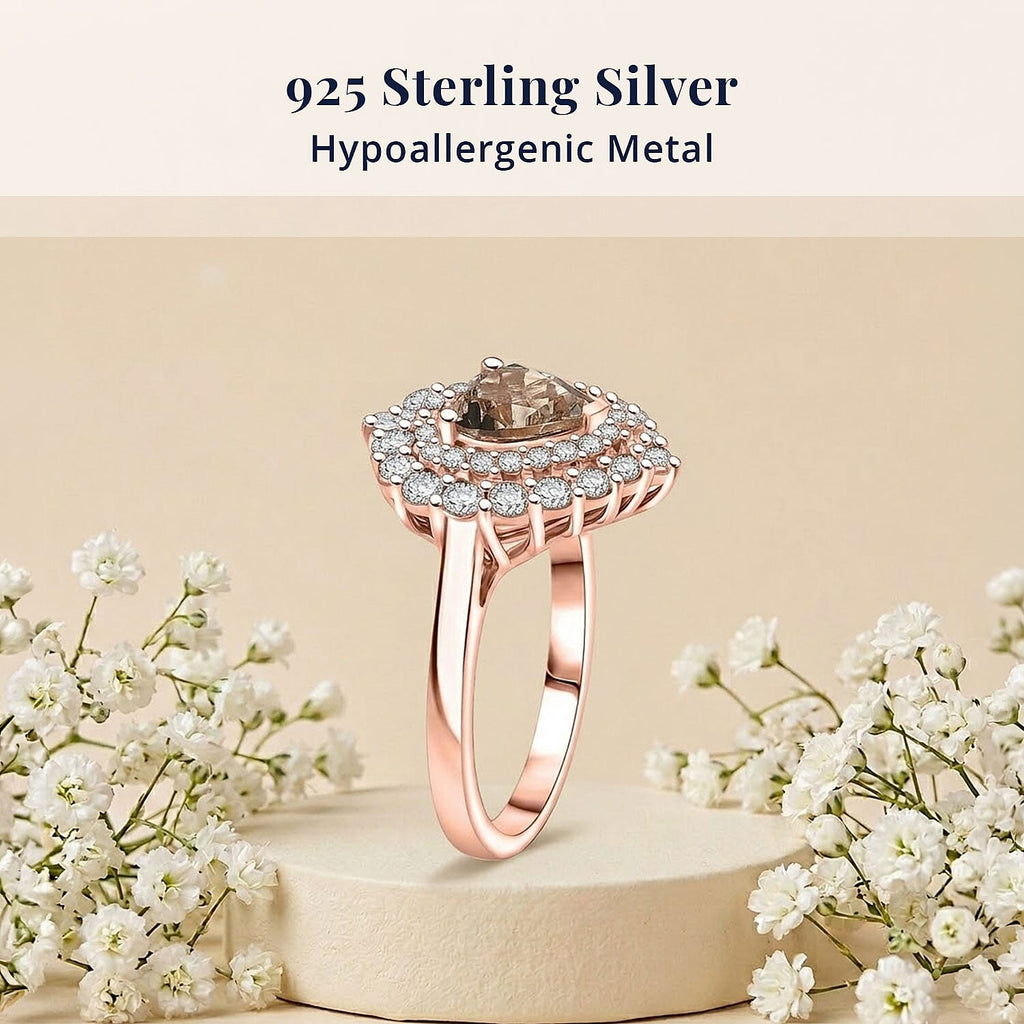 D'Joy Morganite, Moissanite Main Stone With Surrounding Stone Ring in 18K RG VermeilSterling Silver  2.200  Ct._8586126_3