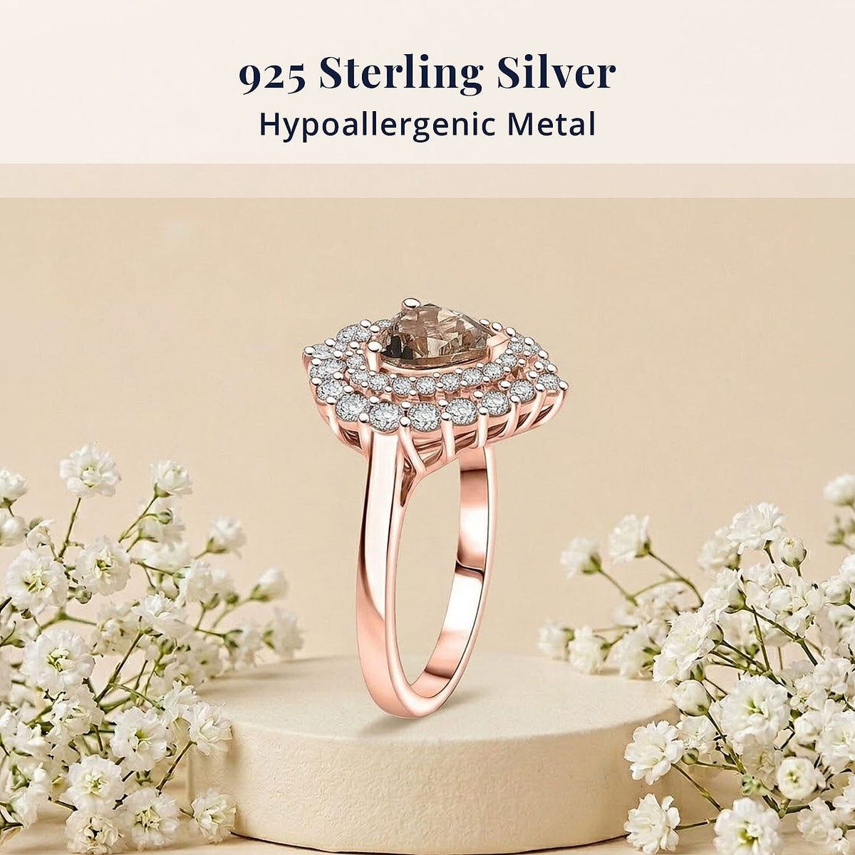 D'Joy Morganite, Moissanite Main Stone With Surrounding Stone Ring in 18K RG VermeilSterling Silver  2.200  Ct. 8586126 3