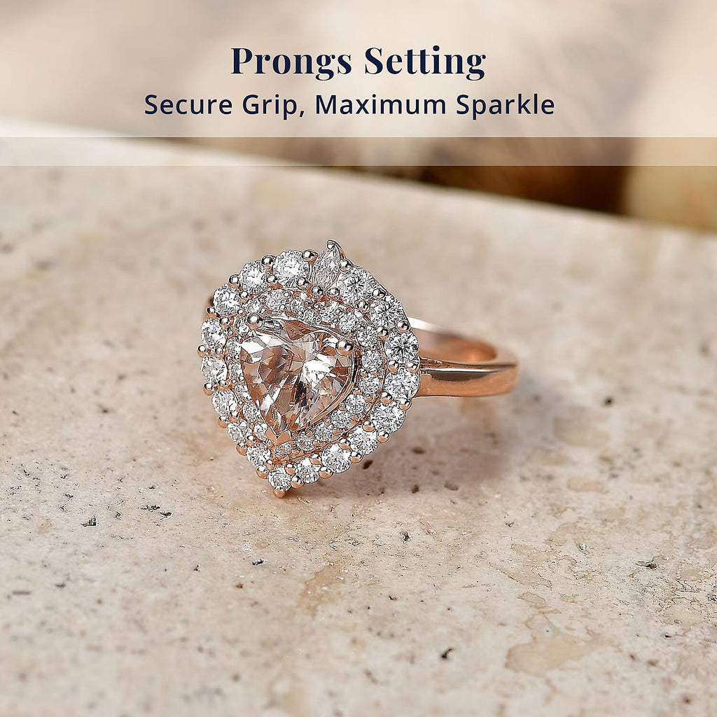 D'Joy Morganite, Moissanite Main Stone With Surrounding Stone Ring in 18K RG VermeilSterling Silver  2.200  Ct._8586126_4