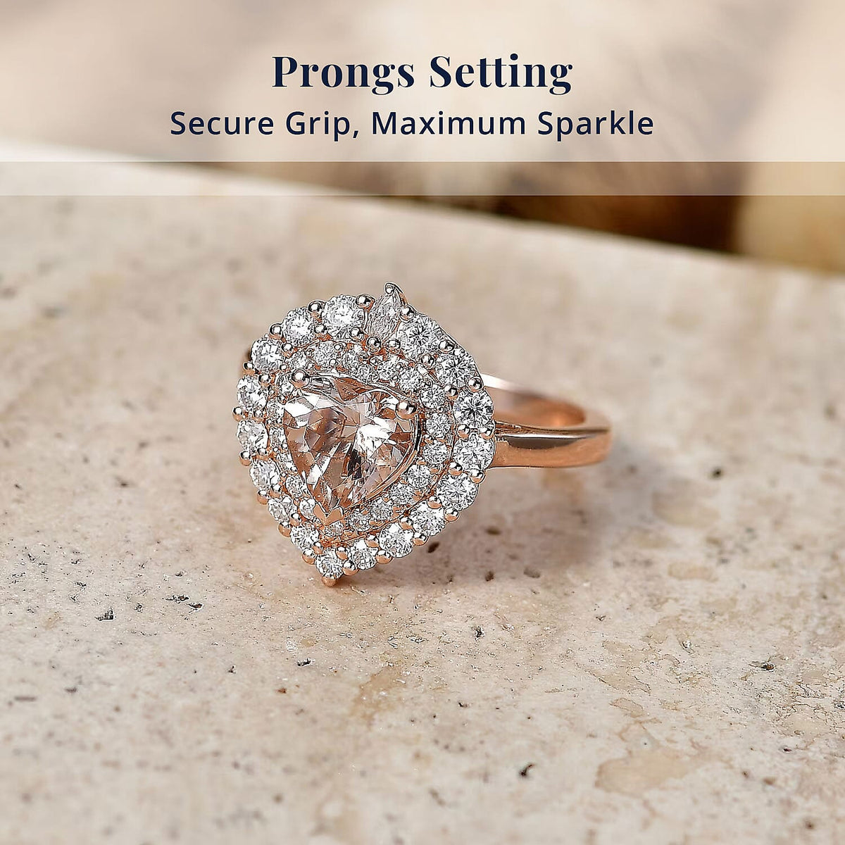 D'Joy Morganite, Moissanite Main Stone With Surrounding Stone Ring in 18K RG VermeilSterling Silver  2.200  Ct. 8586126 4