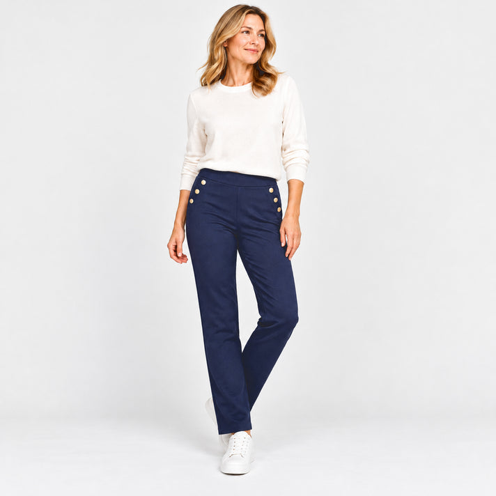 Pure and Natural Pull on Trousers (Size S, 8-10) - Navy 8586316 1