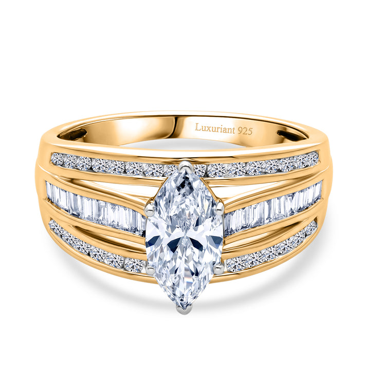LUXURIANT 2.24 Ct. Lab Grown Diamond Ring in 18K Vermeil Yellow Gold Over Sterling Silver SGL Certified (SI/G-H) 8586410 1