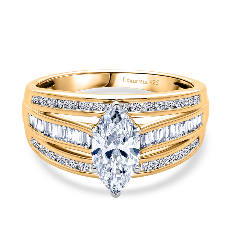 Luxuriant - SGL Certified Lab Grown Diamond (SI/G-H) Ring in 18K Vermeil Yellow Gold Plated Sterling Silver 2.24 Ct._8586410