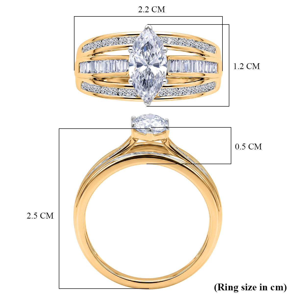 LUXURIANT 2.24 Ct. Lab Grown Diamond Statement Ring in 18K Vermeil Yellow Gold Plated Sterling Silver SGL Certified (SI/G-H) 8586411 6