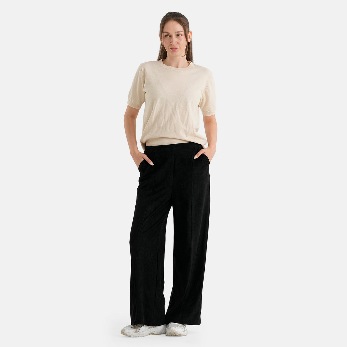 La Marey Elasticated Waist Stretch Suedette Trousers (Size 12) - Black 8586624 0