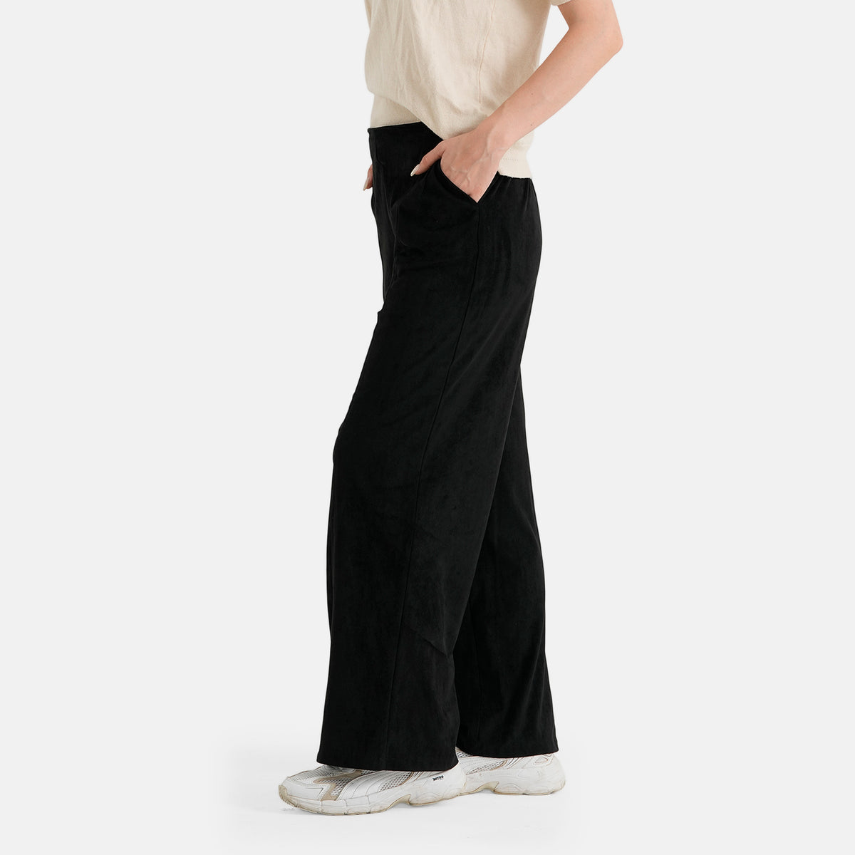 La Marey Elasticated Waist Stretch Suedette Trousers (Size 12) - Black 8586624 4