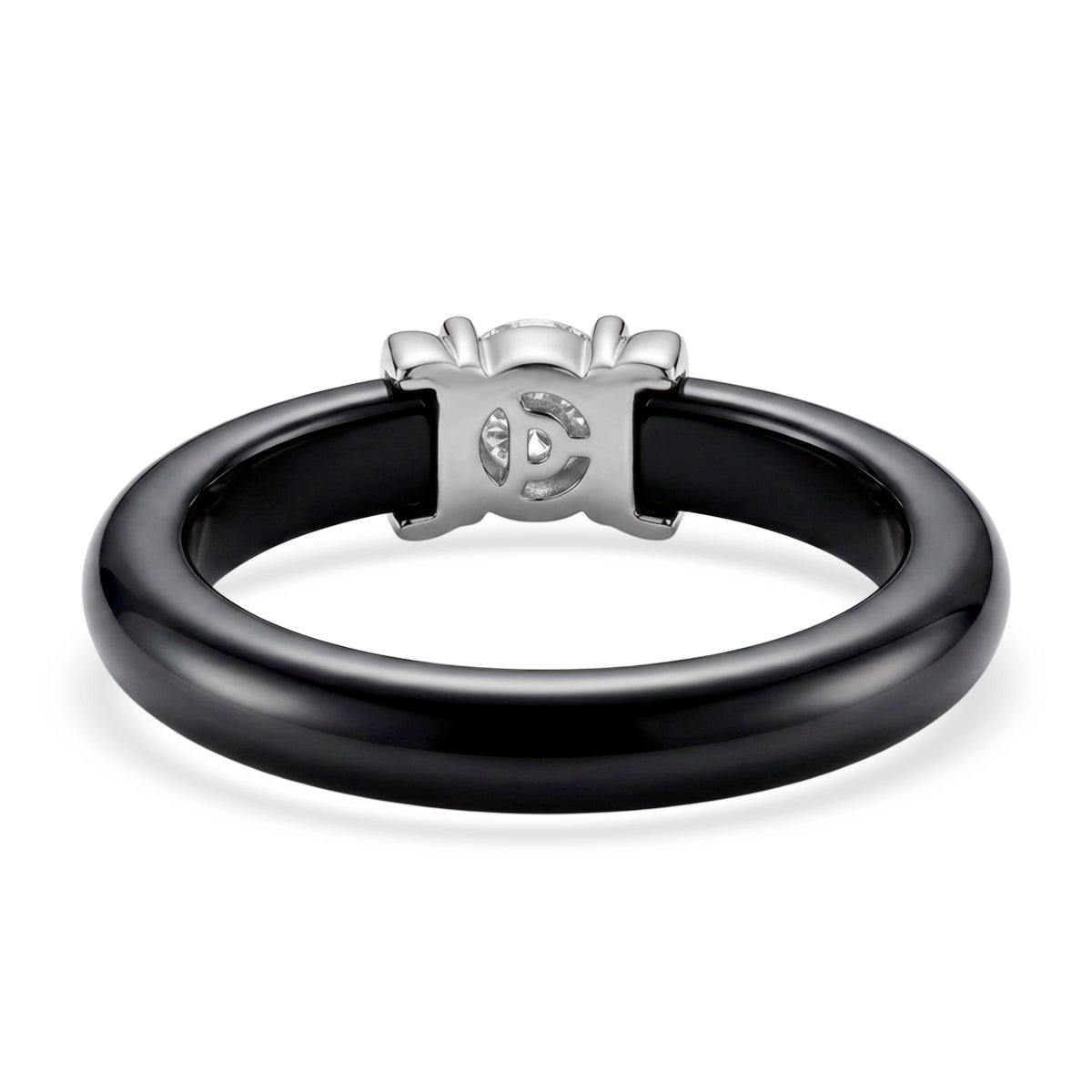 D'Joy - GRA Certified (D-VVS1) Moissanite &amp; Boots Black Jade Band Ring in Rhodium Overlay Sterling Silver 9.23 Ct. V32542604 5