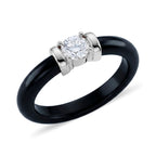 D'Joy - GRA Certified (D-VVS1) Moissanite & Boots Black Jade Band Ring in Rhodium Overlay Sterling Silver 9.23 Ct._8586648