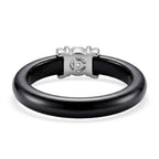 D'Joy - GRA Certified (D-VVS1) Moissanite & Boots Black Jade Band Ring in Rhodium Overlay Sterling Silver 9.23 Ct._8586648_4
