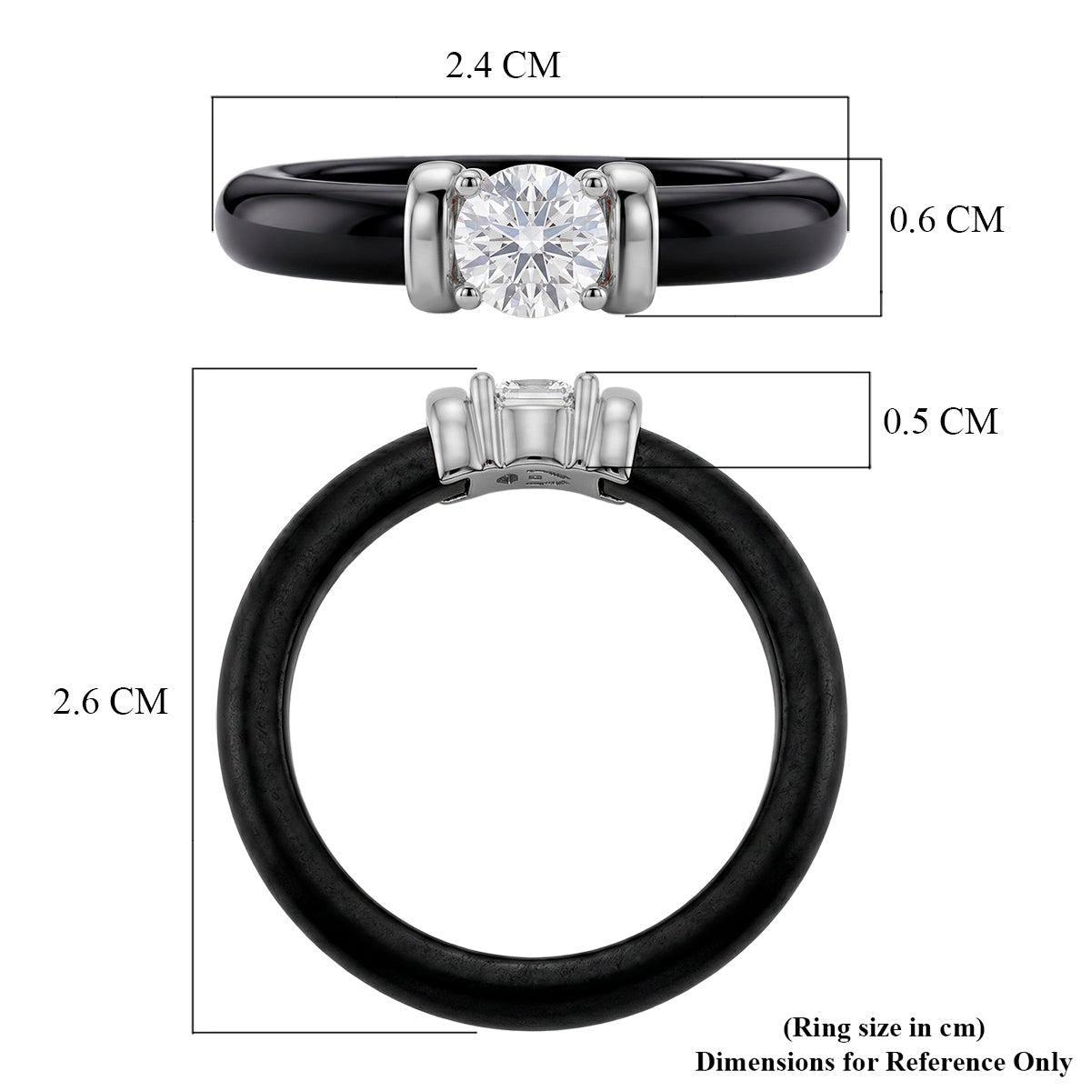 D'Joy - GRA Certified (D-VVS1) Moissanite &amp; Boots Black Jade Band Ring in Rhodium Overlay Sterling Silver 9.23 Ct. V32528298 6