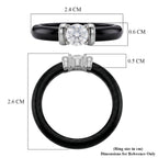 D'Joy - GRA Certified (D-VVS1) Moissanite & Boots Black Jade Band Ring in Rhodium Overlay Sterling Silver 9.23 Ct._8586648_5