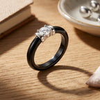 D'Joy - GRA Certified (D-VVS1) Moissanite & Boots Black Jade Band Ring in Rhodium Overlay Sterling Silver 9.23 Ct._8586704_2