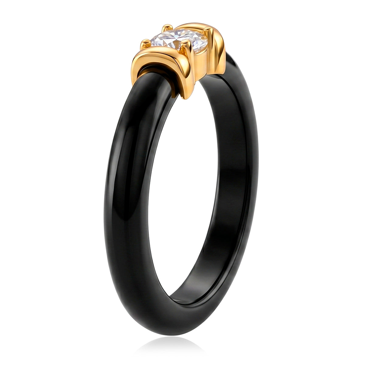 D'Joy - GRA Certified (D-VVS1) Moissanite &amp; Boots Black Jade Band Ring in Yellow Gold Plated Sterling Silver 9.23 Ct. V32513807 4