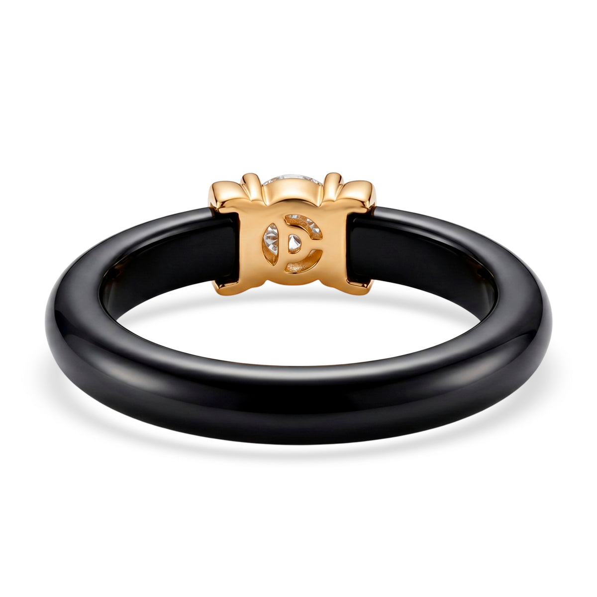D'Joy - GRA Certified (D-VVS1) Moissanite &amp; Boots Black Jade Band Ring in Yellow Gold Plated Sterling Silver 9.23 Ct. V32513807 5