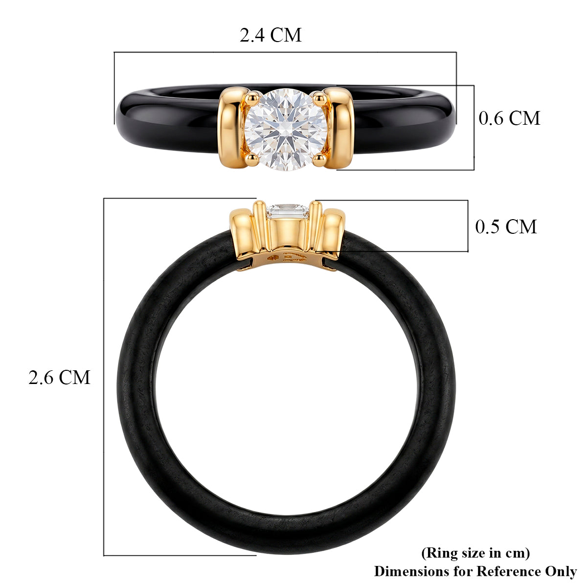 D'Joy - GRA Certified (D-VVS1) Moissanite &amp; Boots Black Jade Band Ring in Yellow Gold Plated Sterling Silver 9.23 Ct. V32513807 6