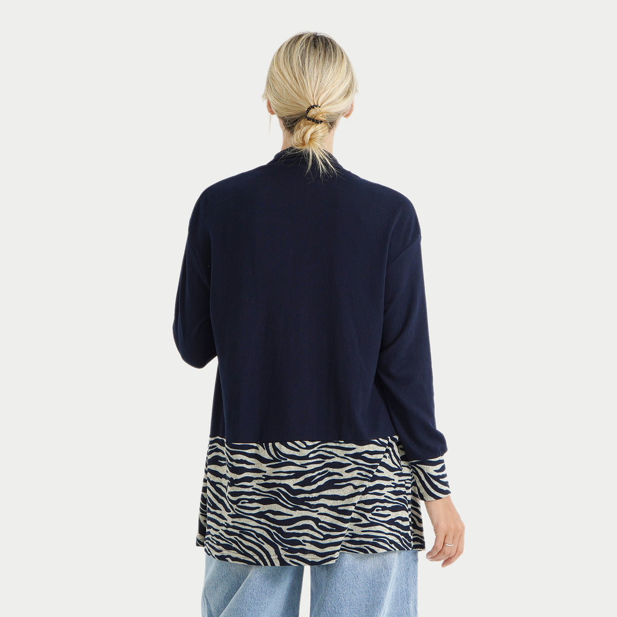 La Marey Womens Open Front Printed Hem Longline Cardigan (Size XL, 20-22) - Navy Blue 8586799 2