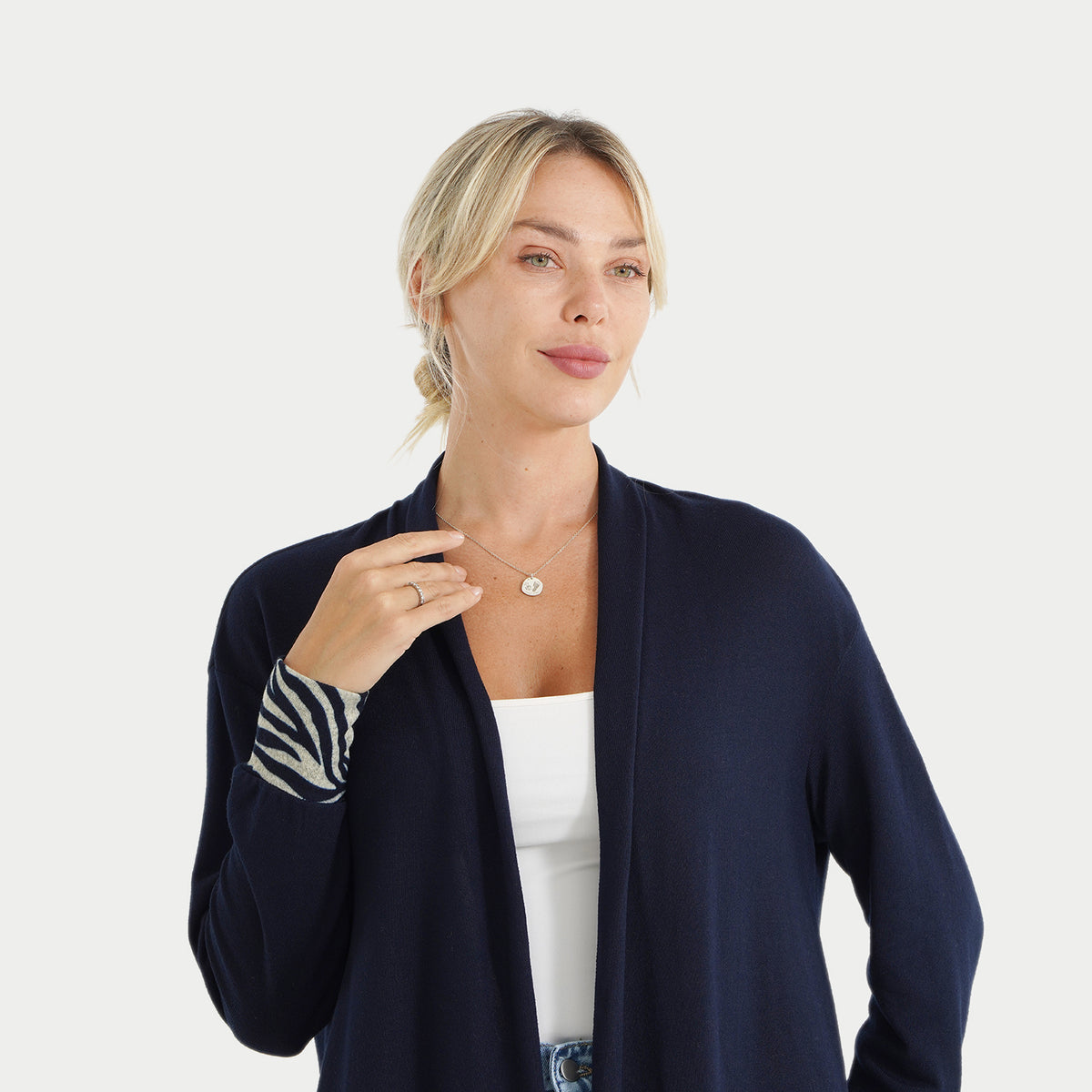 La Marey Womens Open Front Printed Hem Longline Cardigan (Size XL, 20-22) - Navy Blue 8586799 5