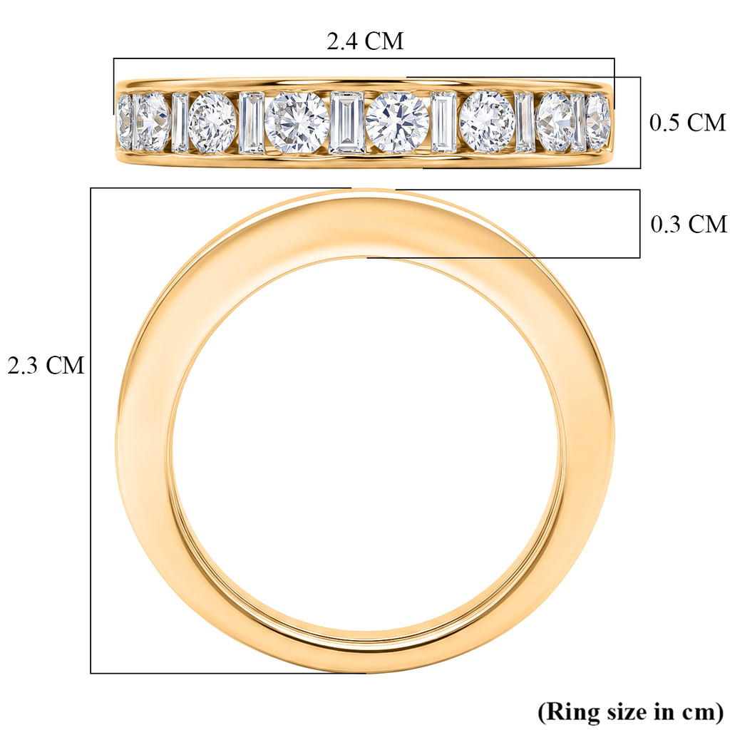 Luxuriant - SGL Certified Lab Grown Diamond (SI/G-H) Half-Eternity Band Ring in 18K Vermeil Yellow Gold Plated Sterling Silver 1.00 Ct._8586819_5