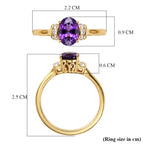 D'Joy - AAA Zambian Amethyst & White Zircon Ring in Yellow Gold Plated Sterling Silver 1.18 Ct._8586981_5