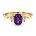 D'Joy - AAA Zambian Amethyst & White Zircon Ring in Yellow Gold Plated Sterling Silver 1.18 Ct._8586983