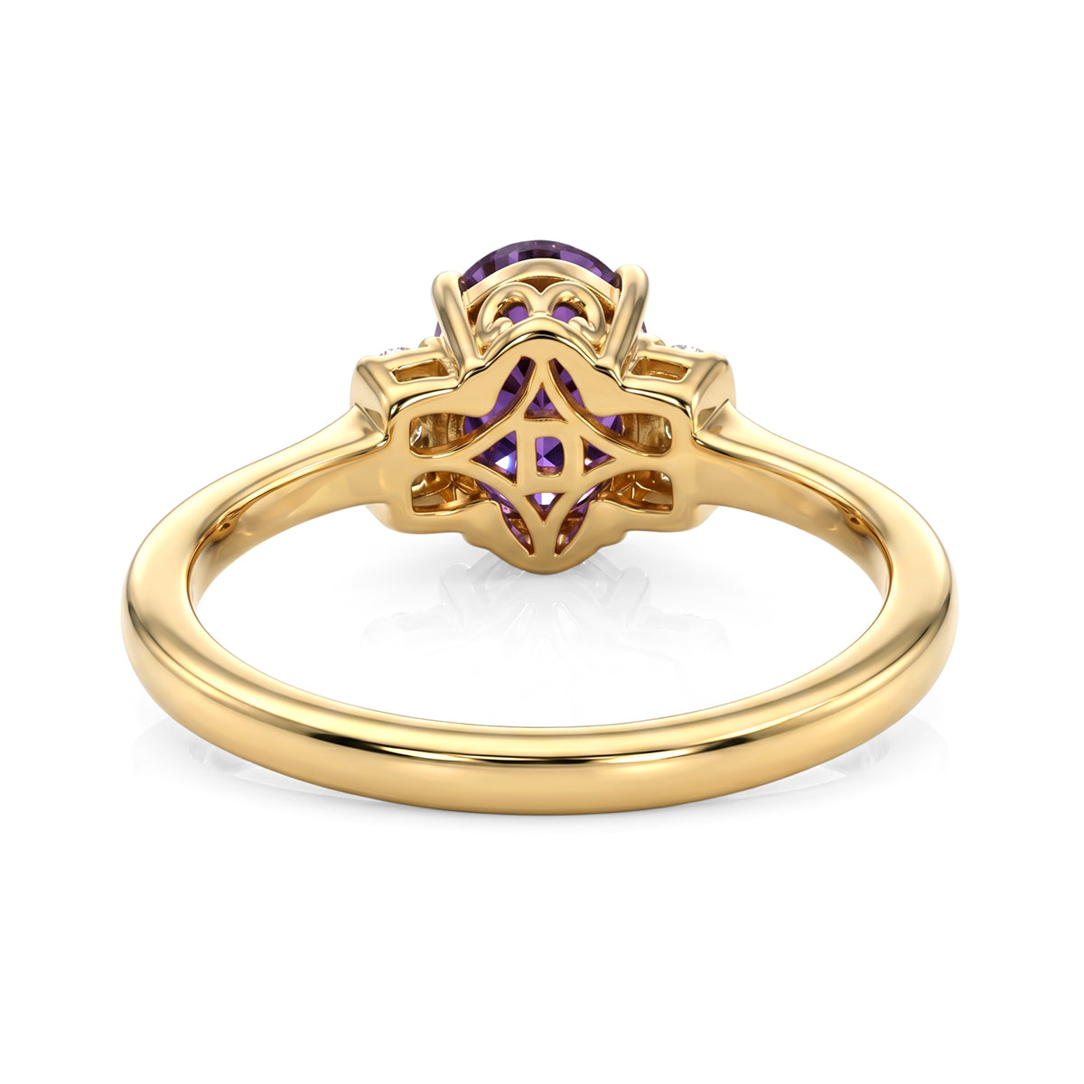 D'Joy - AAA Zambian Amethyst &amp; White Zircon Ring in Yellow Gold Plated Sterling Silver 1.18 Ct. V32513313 5