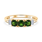 D'Joy - Natural Chrome Diopside & White Diamond Ring in Yellow Gold Plated Sterling Silver 1.00 Ct._8586998