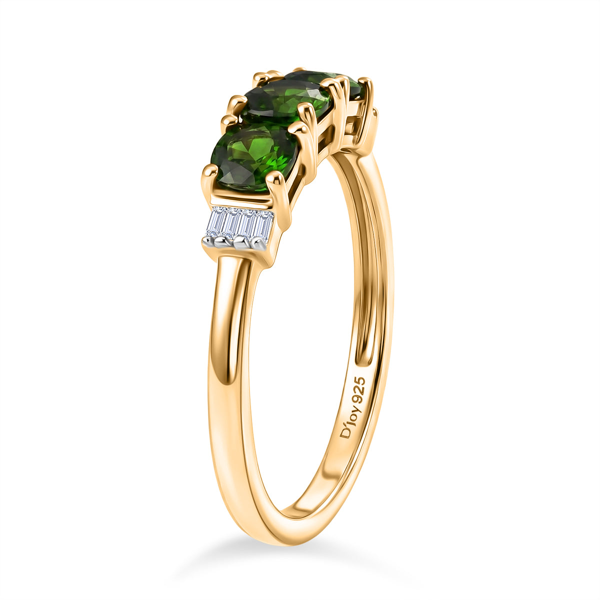 D'Joy - Natural Chrome Diopside &amp; White Diamond Ring in Yellow Gold Plated Sterling Silver 1.00 Ct. V32513596 4