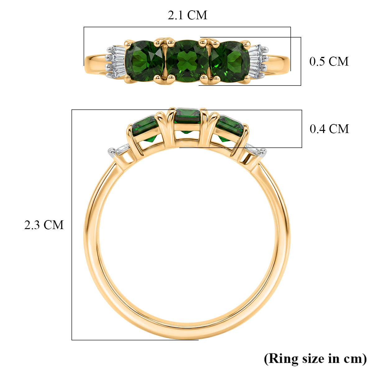 D'Joy - Natural Chrome Diopside &amp; White Diamond Ring in Yellow Gold Plated Sterling Silver 1.00 Ct. V32513596 6