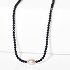 Black Spinel & Fresh Water Pearl Beads Necklace (Size - 20-2 Ext) 45.00 Ct.