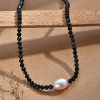 Black Spinel & Fresh Water Pearl Beads Necklace (Size - 20+2 Ext) 45.00 Ct._8587021_2