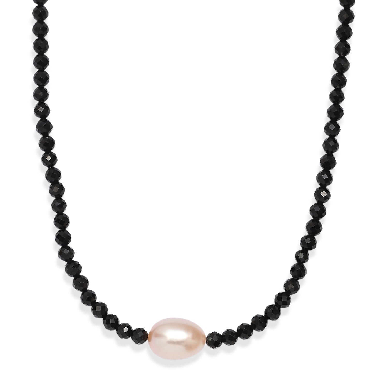 Black Spinel &amp; Fresh Water Pearl Beads Necklace (Size - 20+2 Ext) 45.00 Ct. 8587021 4
