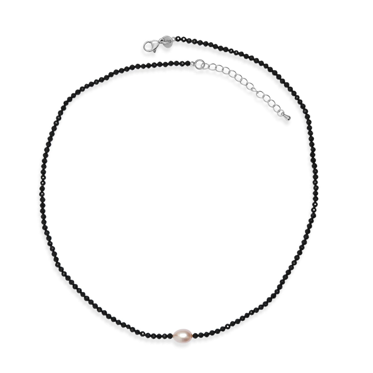 Black Spinel &amp; Fresh Water Pearl Beads Necklace (Size - 20-2 Ext) 45.00 Ct. V32352837 5