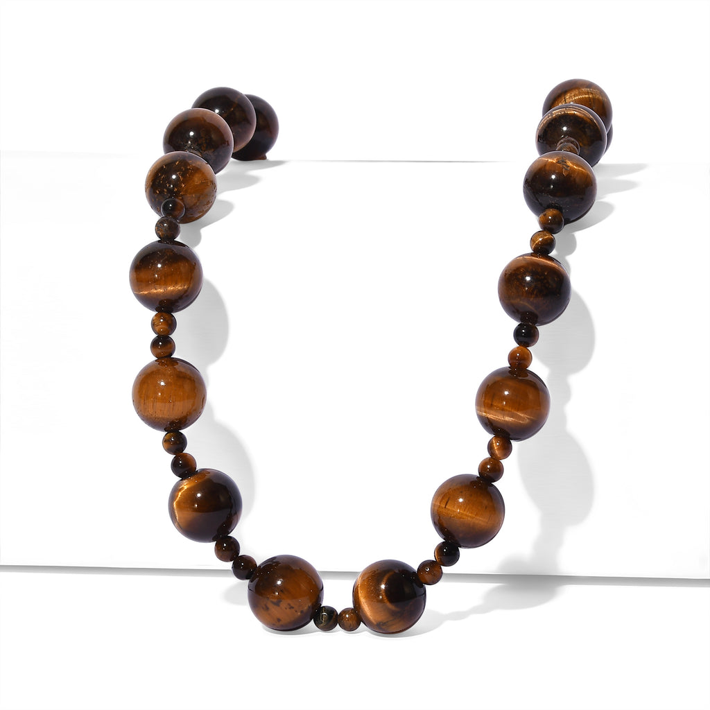 Tigers Eye Beads Necklace (Size - 20+1 Ext) with Sanorita Clasp 340.00 Ct._8587105