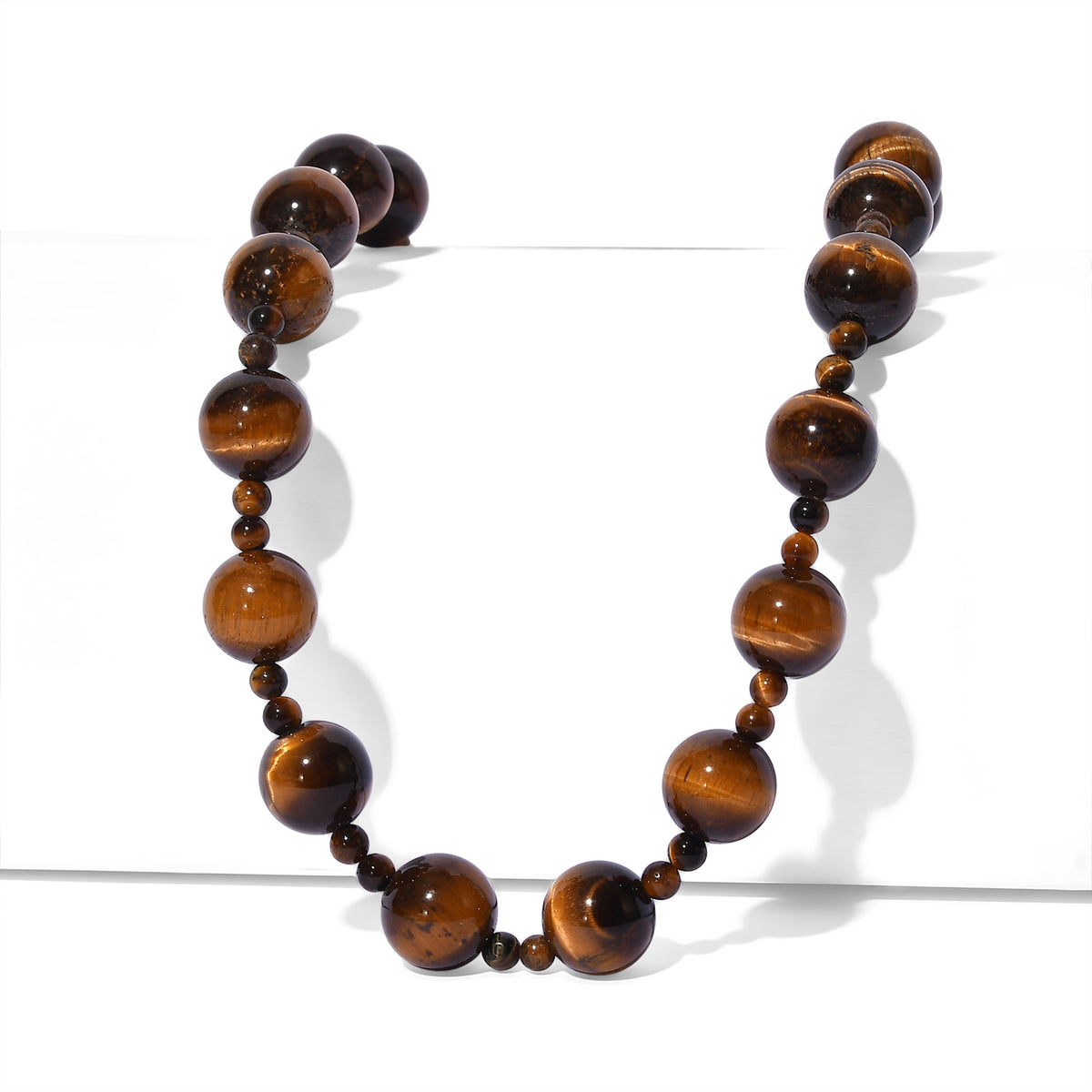 Tigers Eye Beads Necklace (Size - 20+1 Ext) with Sanorita Clasp 340.00 Ct. V32514717 0