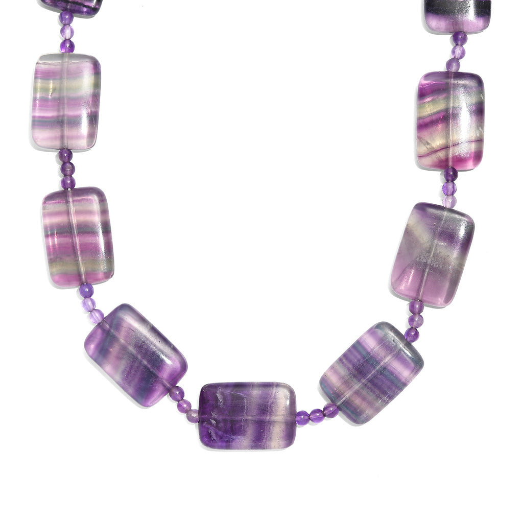 EverTrue - Amethyst & Bi Colour Fluorite Beads Necklace (Size - 20+1 Ext) 400.00 Ct._8587165