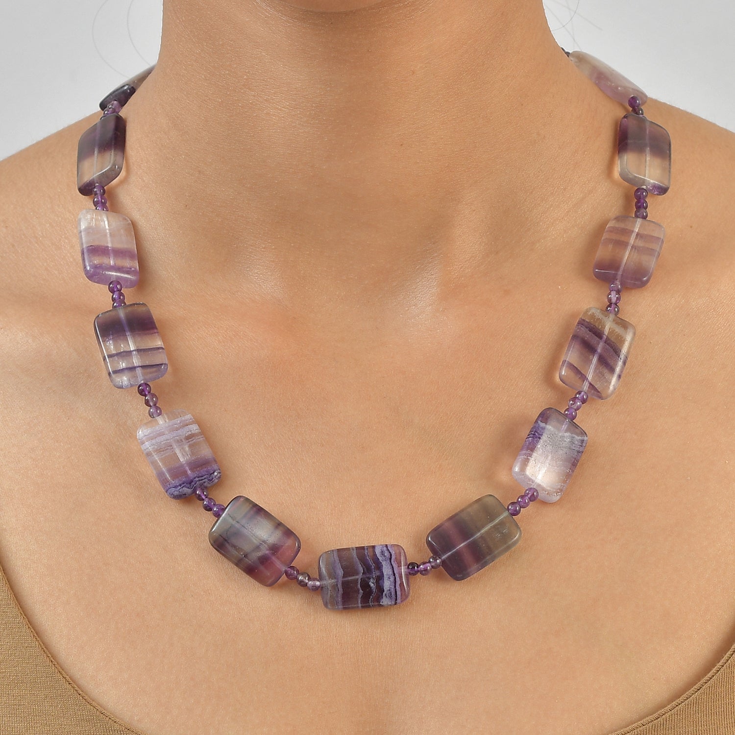 EverTrue - Amethyst &amp; Bi Colour Fluorite Beads Necklace (Size - 20+1 Ext) 400.00 Ct. V32513402 2