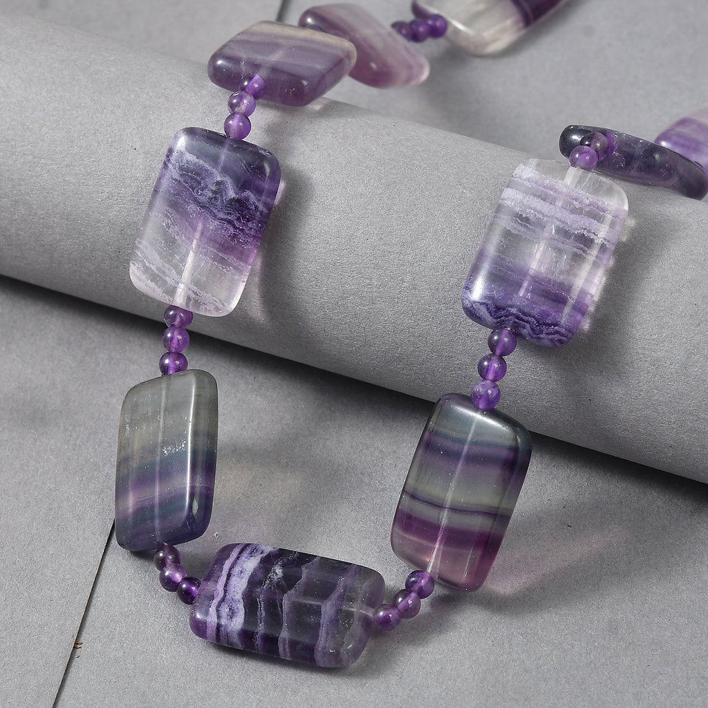 EverTrue - Amethyst & Bi Colour Fluorite Beads Necklace (Size - 20+1 Ext) 400.00 Ct._8587165_2
