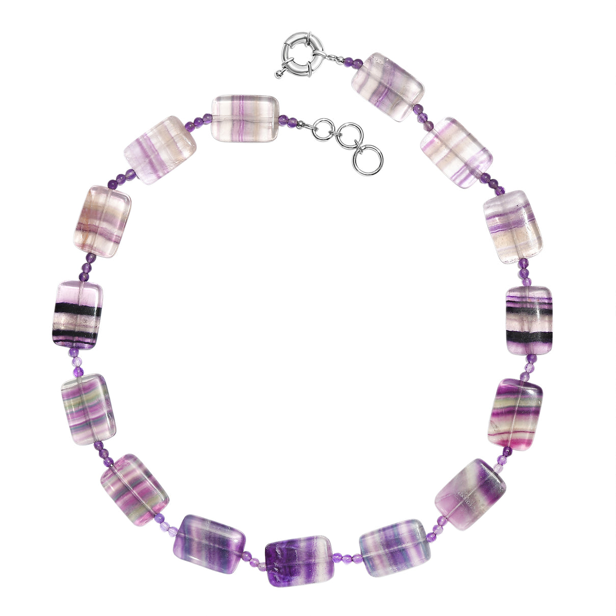 EverTrue - Amethyst &amp; Bi Colour Fluorite Beads Necklace (Size - 20+1 Ext) 400.00 Ct. V32513402 4