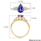 9K Yellow Gold Premium AAA Tanzanite & Natural White Diamond Ballerina Ring 1.50 Ct._8587271_6