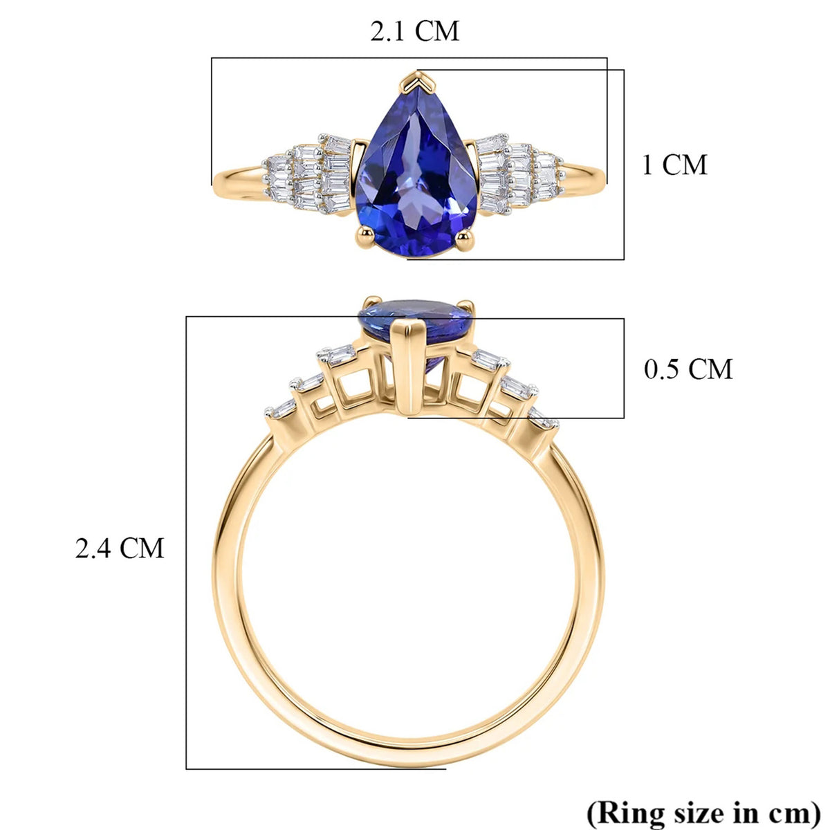 9K Yellow Gold Premium AAA Tanzanite &amp; Natural White Diamond Ballerina Ring 1.50 Ct. 8587271 7