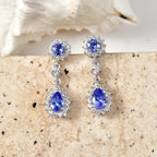 D'Joy Tanzanite, White Zircon Dangling Earring in Rhodium OverlaySterling Silver  1.880  Ct._8587288_2