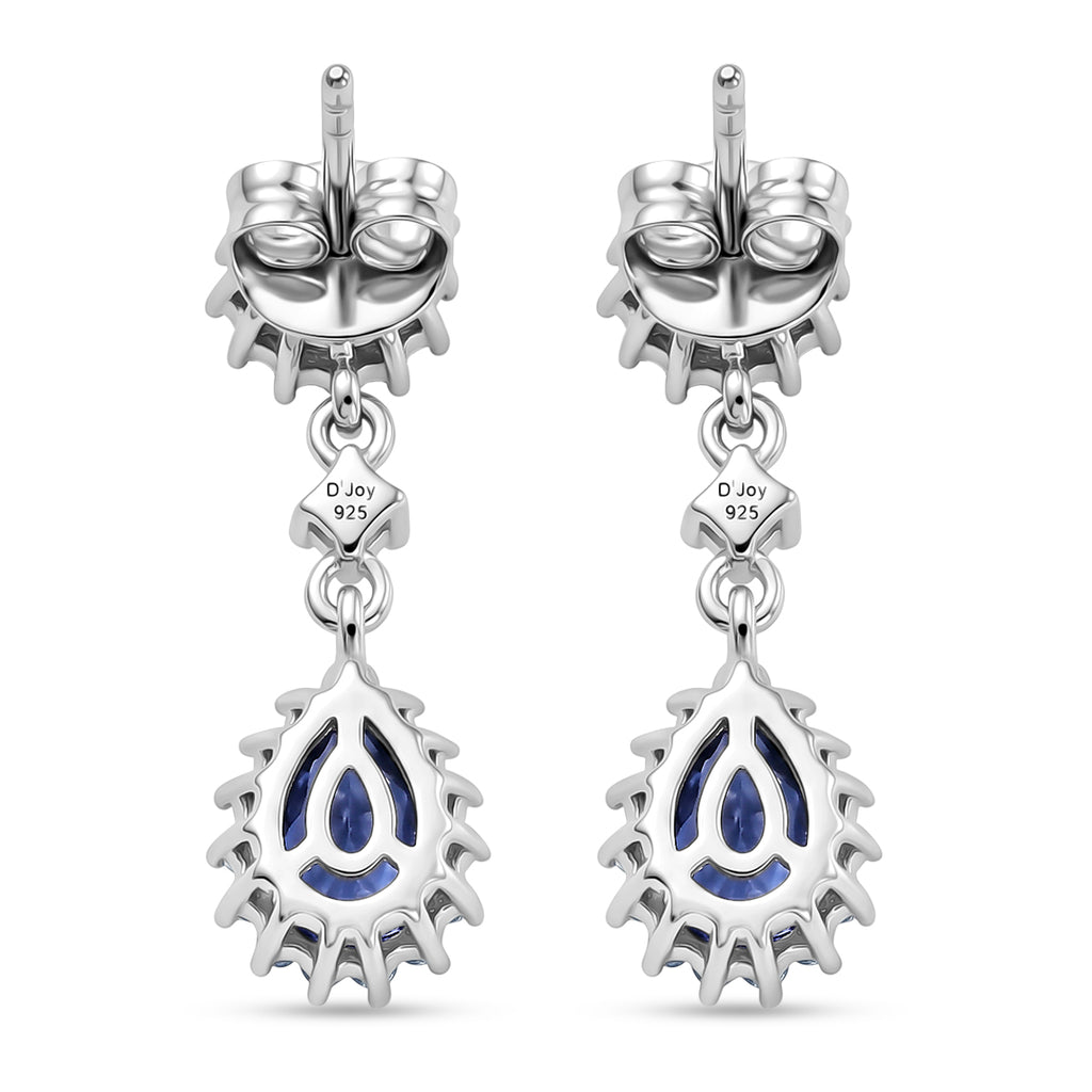 D'Joy Tanzanite, White Zircon Dangling Earring in Rhodium OverlaySterling Silver  1.880  Ct._8587288_4
