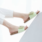 Dr. Keller Glitzy 3D Floral Embellished Flat Sandals (Size 4) - Green_8587432_1