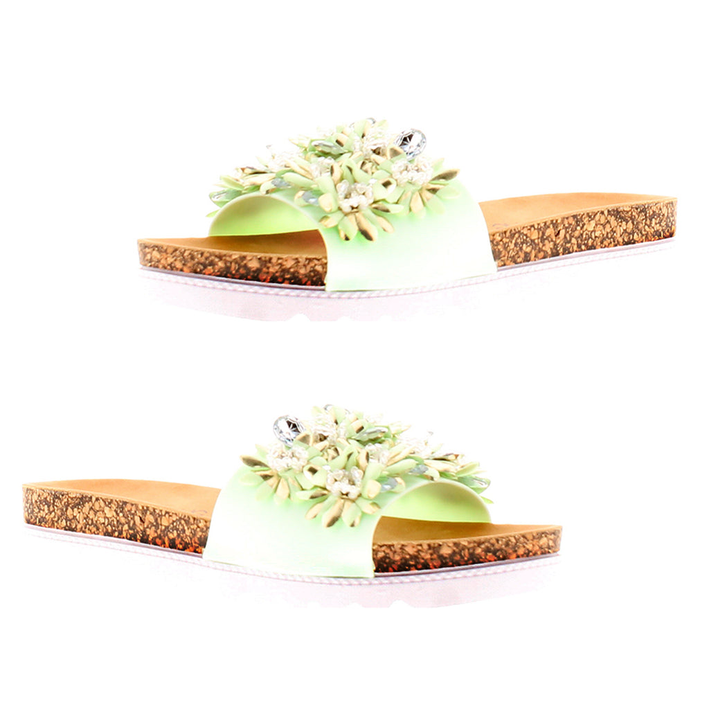 Dr. Keller Glitzy 3D Floral Embellished Flat Sandals (Size 4) - Green_8587432_2