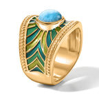 Natural Larimar Sunburst Enamelled Ring 1.80 Ct._8587458_3