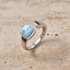 D'Joy - Natural Larimar & Swiss Blue Topaz Ring in Platinum Overlay Sterling Silver 2.20 Ct._8587835_2