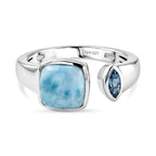 D'Joy - Natural Larimar & Swiss Blue Topaz Ring in Platinum Overlay Sterling Silver 2.20 Ct._8587841