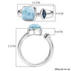 D'Joy - Natural Larimar & Swiss Blue Topaz Ring in Platinum Overlay Sterling Silver 2.20 Ct._8587841_5