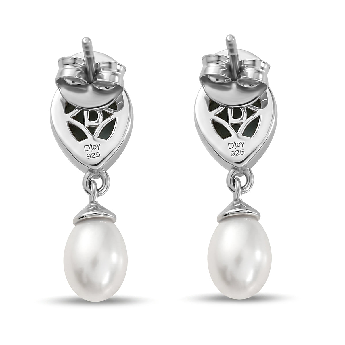D'Joy - Natural Larimar &amp; Fresh Water Pearl Dangling Earring with Push Post in Platinum Overlay Sterling Silver 7.90 Ct. V32515610 5